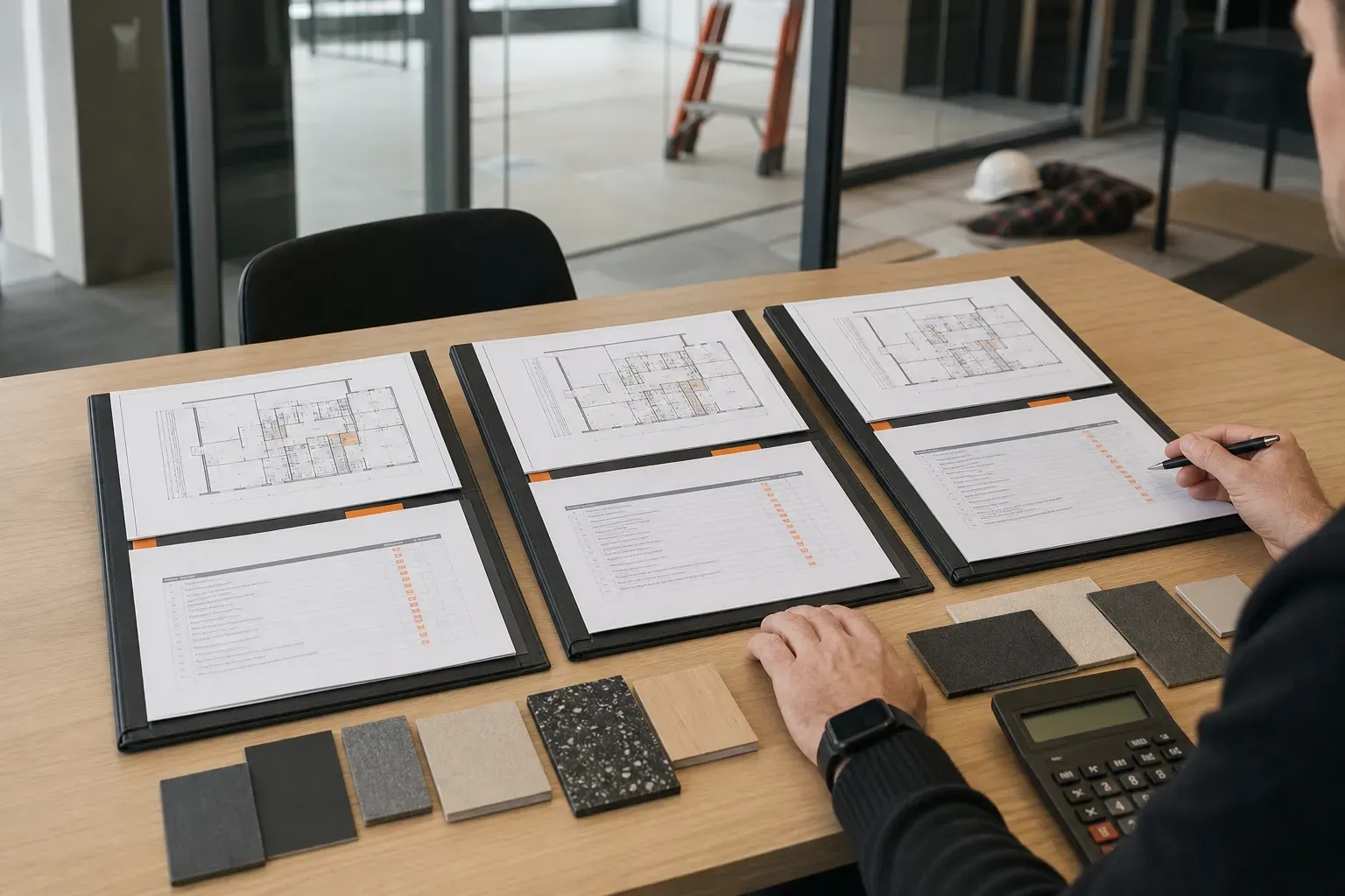 Three commercial fitout quotes compared using identical floor plans, scope sheets and finish samples.